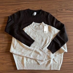 <H&M> cropped length knit (black/grey)